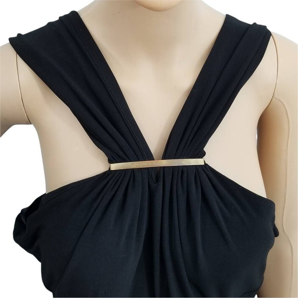 Bisou Bisou Dress Womens 14 Black Sheath‎ Stretch V Neck Sleeveless Zip - Picture 6 of 12
